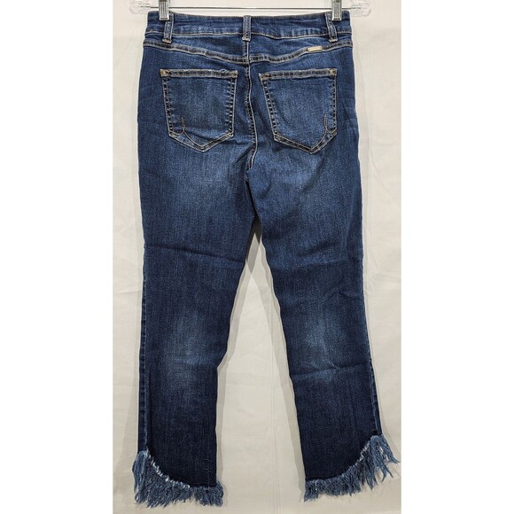 INC International Concepts Womens Jeans Cropped Fringe Straight Mid Rise Blue 4 - Picture 2 of 16